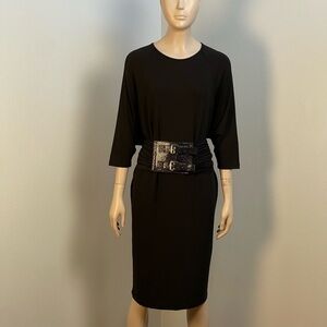 Michael Kors Black Midi Dress with Belt